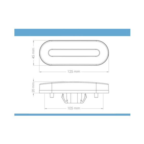 Bivoltaje 12/24 V Electronica 100% SMD Unidad sellada CUERPO-LENTE Con retro reflector incorporado Con pines y conector Fijacion rapida a traves de trabas (chapas de 1mm a 4mm) Fijacion opcional: a traves de 2 tornillos 6 x 1/2 Ambar Unipolar: Delimitador lateral Peso aprox.: Peso unitario: 83 g Peso embalaje: 570 g Embalaje Caja x 6 Obs Con pines y conector - Imagen 3