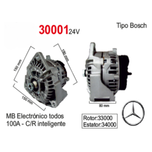 ALTERNADOR MB ELECTRONICO S/POLEA