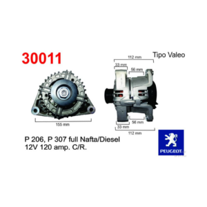 ALTERNADOR P206, P307 FULL NAFTA/DIESEL