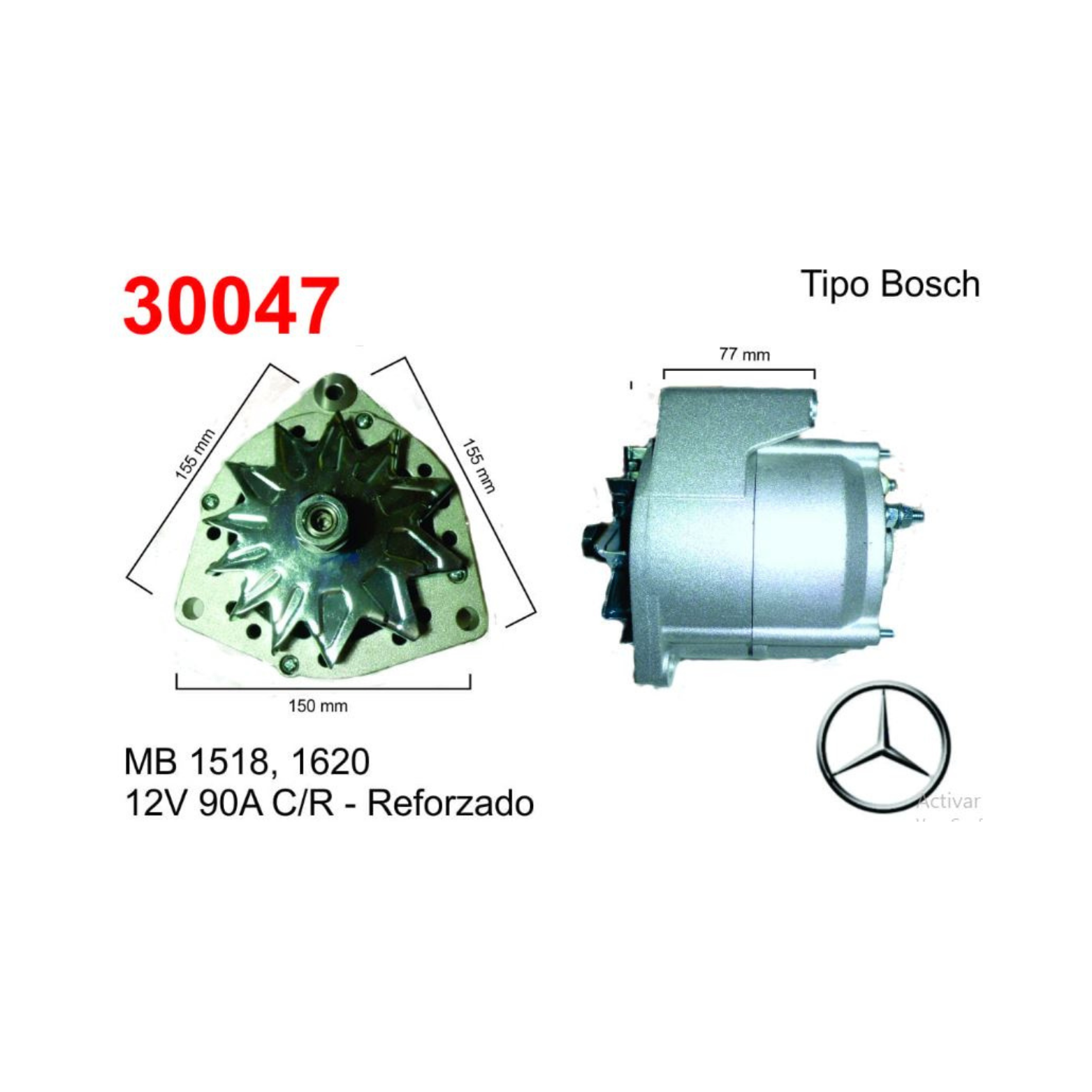 ALTERNADOR MB 1518, 1620 REFORZADO BOSCH