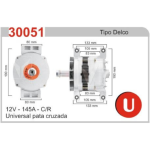 ALTERNADOR UNIVERSAL PATA CRUZADA DELCO