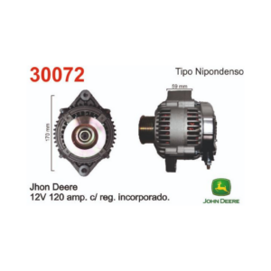 ALTERNADOR JOHN DEERE C/REG. INCORPORADO NIPPONDENSO