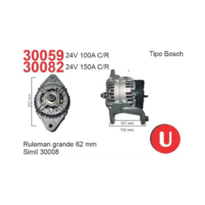 ALTERNADOR BOSCH 24V 150A UNIVERSAL RULEMAN GRANDE