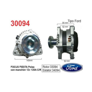 ALTERNADOR FOCUS FIESTA POLEA C/MANCHON FORD