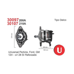 ALTERNADOR BOSCH 12V 200A UNIVERSAL AGRICOLA FUMIGADORA DEUTZ