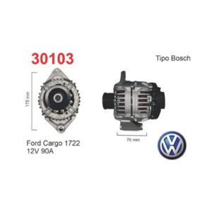 ALTERNADOR BOSCH 12V 95A FORD F100 CARGO CUMMINS VENTILADO PATA 78mm