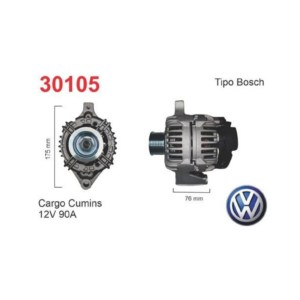 ALTERNADOR BOSCH 12V 95A FORD F100 CARGO CUMMINS VENTILADO PATA 78mm