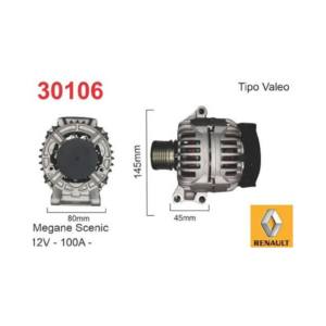 ALTERNADOR VALEO 12V 100A RENAULT MEGANE SCENIC