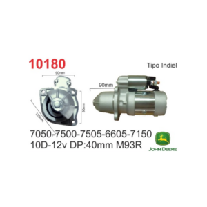 MOTOR DE ARRANQUE INDIEL M93R JOHN DEERE TRACTOR 7050 NARIZ 90 MM 12V 10D 40MM