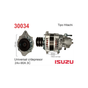 ALTERNADOR HITACHI 24V 90A UNIVERSAL PICK UP JAPONESA DEPRESOR
