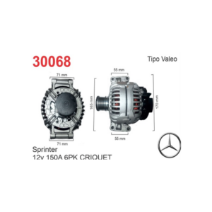 ALTERNADOR VALEO 12V 150A MERCEDES BENZ SPRINTER PATA CRUZADA
