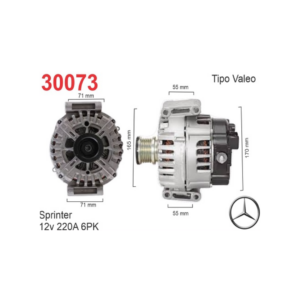 ALTERNADOR VALEO 12V 220A MERCEDES BENZ SPRINTER PATA CRUZADA