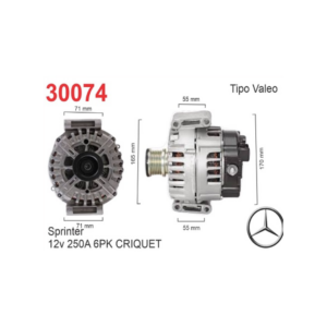 ALTERNADOR VALEO 12V 250A MERCEDES BENZ SPRINTER PATA CRUZADA
