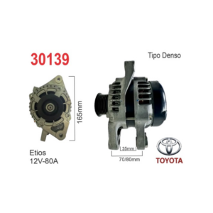 ALTERNADOR DENSO TOYOTA ETIOS NAFTA 12V 80A