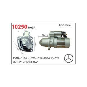 MOTOR DE ARRANQUE INDIEL M93R MERCEDES BENZ 1114 1518 1620 1624  12V 9D 34.8MM